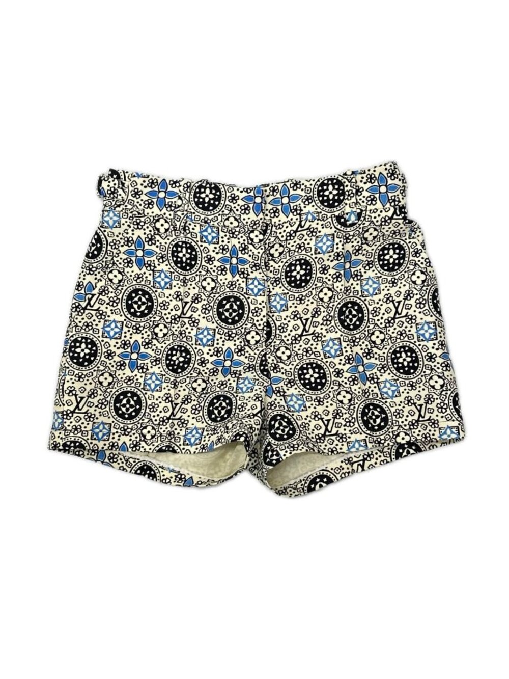 Louis Vuitton Monogram Ivory Drost Side Belt Silk Shorts 34
